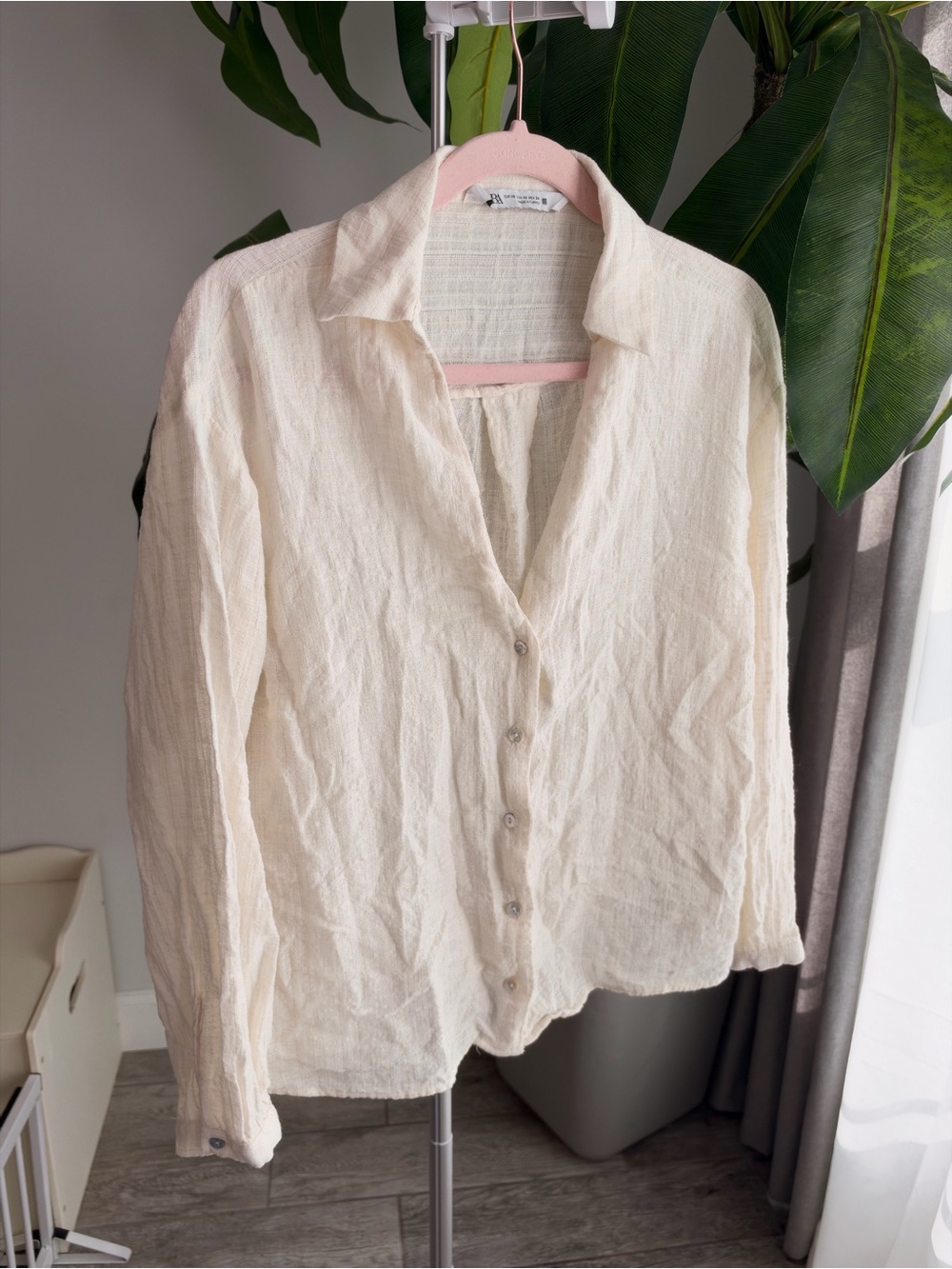 Zara Light Cream Button-Down Women's Shirt